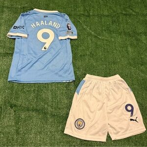 Erling Haaland #9 Manchester City Home Kids Jersey 25/26
